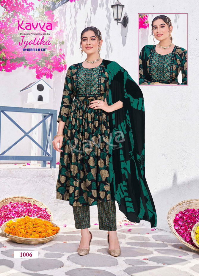 Jyotika Vol 1 By Kavya Alia Cut Printed Kurti With Bottom Dupatta Wholesale Shop In Surat